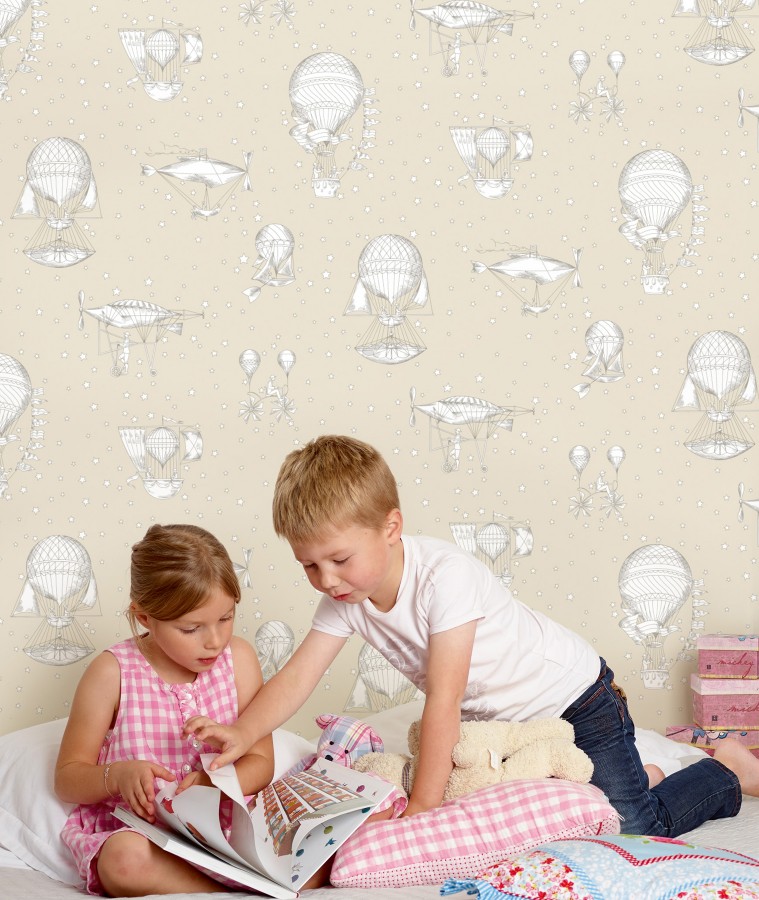 Papel Pintado Infantil Globos y Estrellas