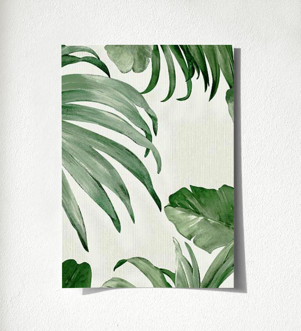 Papel pintado de hojas tropicales con relieve efecto pintura al óleo -  Habana Tropical 676367