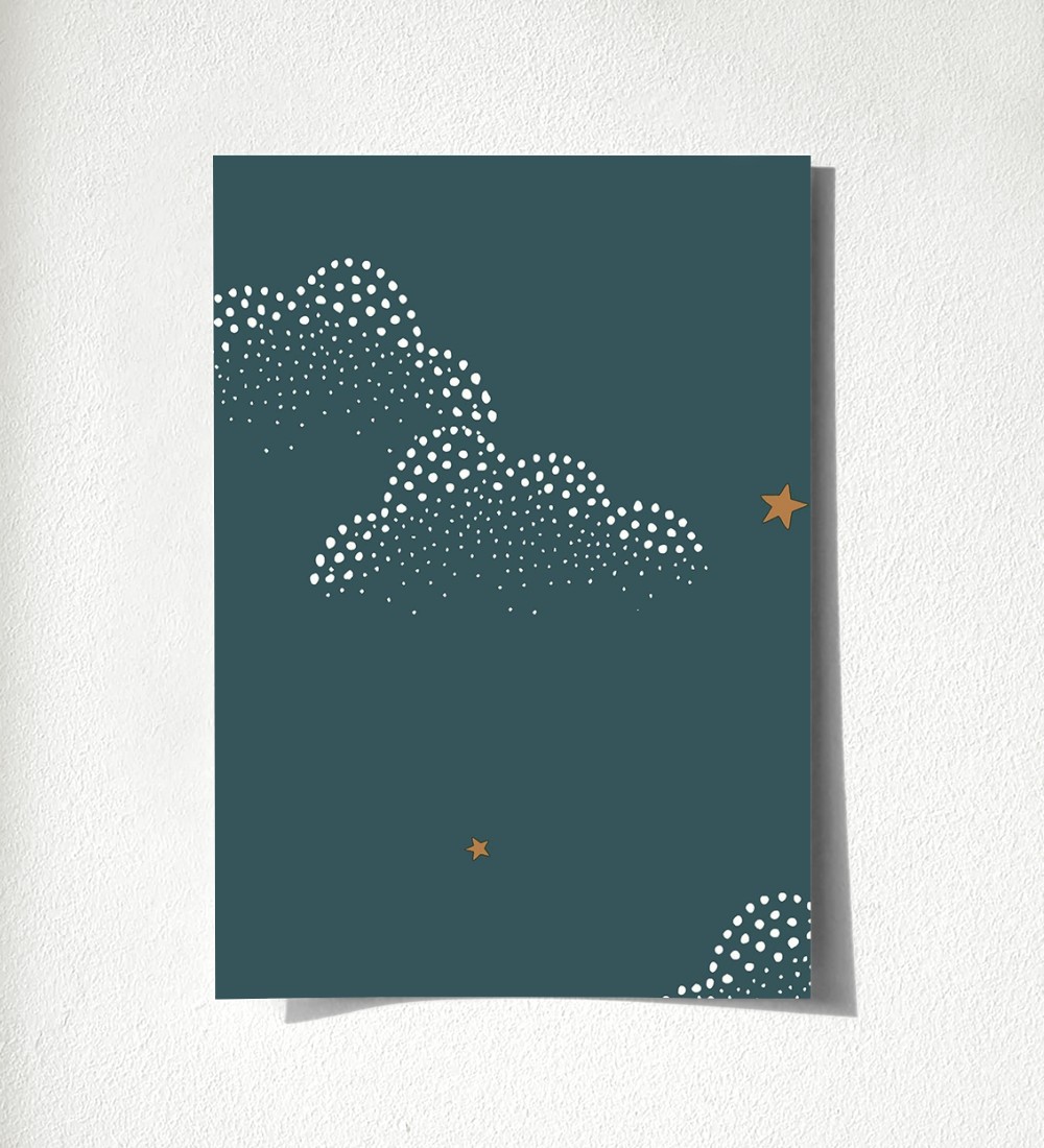 Papel pintado infantil de luna y estrellas fondo blanco - Waning Moon 128493