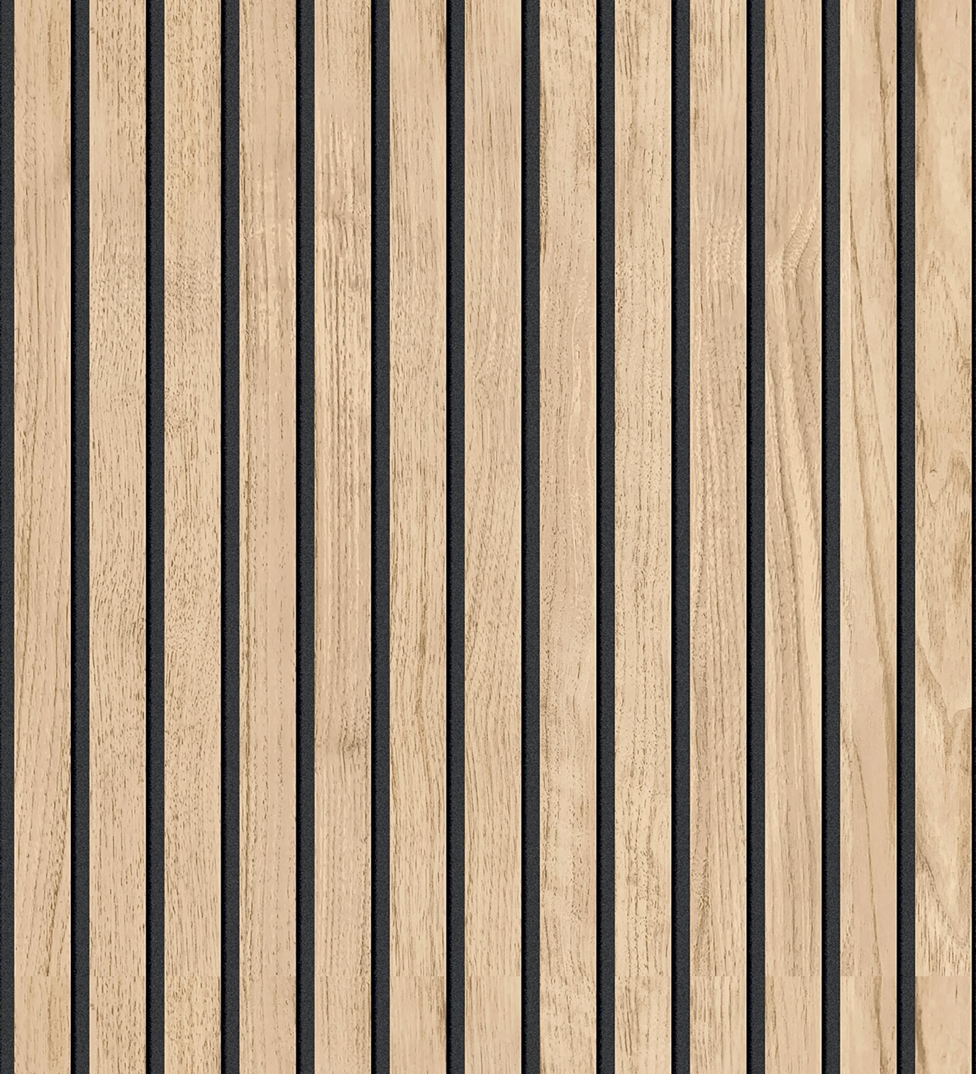 GAULAN 500006219 - Papel pintado listones de madera beige gris con