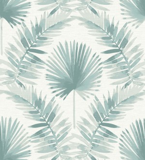 Papel pintado hojas de palmera tonos verde agua Aloha Palm 683025