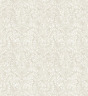 Papel pintado diseño ornamental de hojas fondo tonos beige Florence Leaves 683033