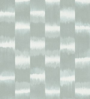 Papel pintado de rayas difuminadas con textura estilo Ikat tonos verde agua Nebula Glow 683086