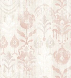 Papel pintado ikat con motivos florales tonos cálidos Bohemian Canopy 683159