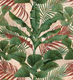 Papel pintado mural tropical con hojas exuberantes estilo vintage Exotic Wilderness 683210