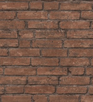 Papel pintado de ladrillos visto con tonos rojizos oscuro Hanover Brick 683259