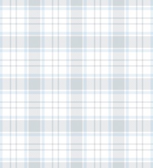 Papel pintado infantil de cuadros escoceses en tonos celestes y grises Kelso Tartan 683270