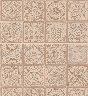 Papel pintado de azulejos de inspiración árabe en tonos oro rosa y tonos tierra Marrakech Tiles 683289