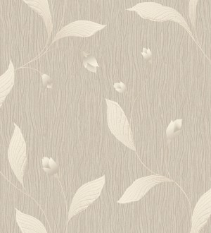 Papel pintado de flores color beige con relieve bordado imitación textil Delicate Bloom 683373