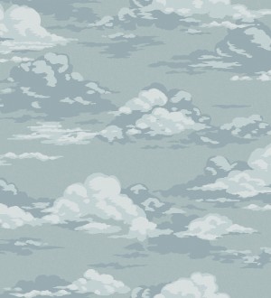 Papel pintado de nubes estilizadas en tonos relajante azules claros Clouds Serenity 683415