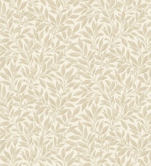 Papel pintado de hojas y frutos estilo botánico color beige William Berries 683449