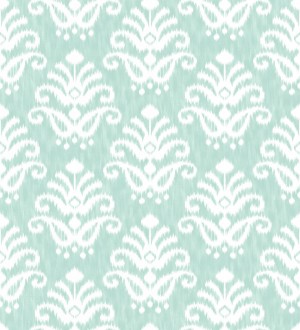 Papel pintado damasco con efecto textil en tono verde agua Tiffany 683511