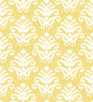 Papel pintado damasco con efecto textil en tono amarillo mostaza Tiffany 683512