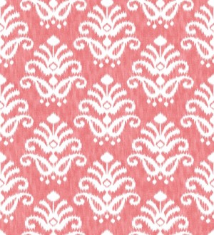 Papel pintado damasco con efecto textil en tono coral rojo Tiffany 683514