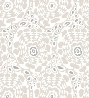 Papel pintado floral con inspiración étnica tonos gris visón y gris oscuro Maiba Flowers 683183