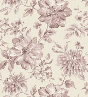 Papel pintado floral vintage tonos rosa empolvado y beige Rosette Dream 683607